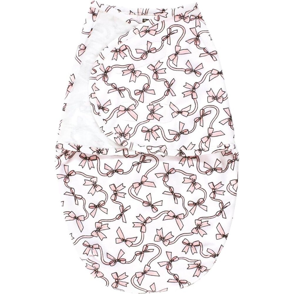 Hudson Baby White Swaddle Sack with Pink Bow Print